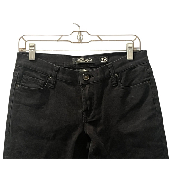 Ed Hardy Embroidered Pockets Black Denim Jeans Size 28 Straight Leg Low Rise - Picture 6 of 6